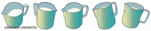 Milk Pitcher Gradient Series: Hand-drawn Laboratory Style Water Jug and Measuring Cup Set for Coffee, Chemistry, and Kitchen Tools
