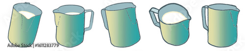 Milk Pitcher Gradient Series: Hand-drawn Laboratory Style Water Jug and Measuring Cup Set for Coffee, Chemistry, and Kitchen Tools