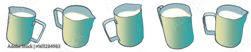 Milk Pitcher Gradient Series: Hand-drawn Laboratory Style Water Jug and Measuring Cup Set for Coffee, Chemistry, and Kitchen Tools