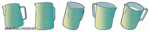 Milk Pitcher Gradient Series: Hand-drawn Laboratory Style Water Jug and Measuring Cup Set for Coffee, Chemistry, and Kitchen Tools
