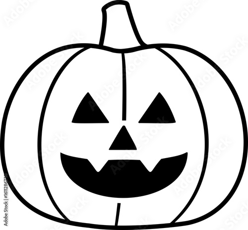 Halloween Jack-o'-Lantern Outline Icon.
Cute Simple Pumpkin Face Vector.
Transparent background.
