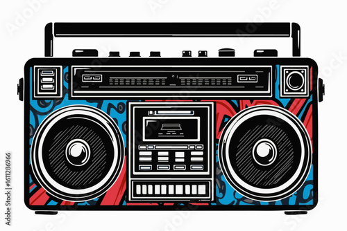 Retro Boombox with Colorful Graffiti Design