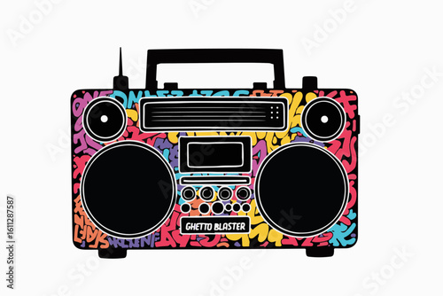 Retro Boombox with Colorful Graffiti Design