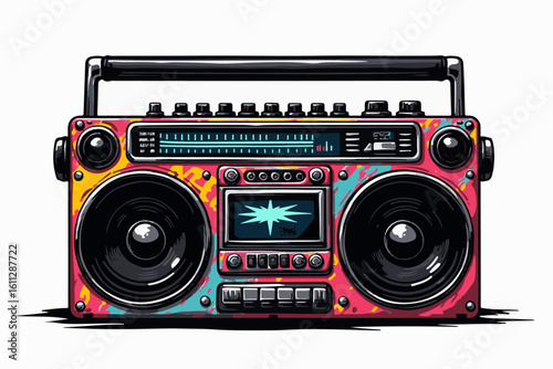 Retro Boombox with Colorful Graffiti Design