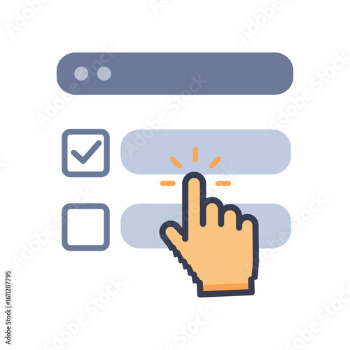 Online form with hand cursor selecting a checkmark box
