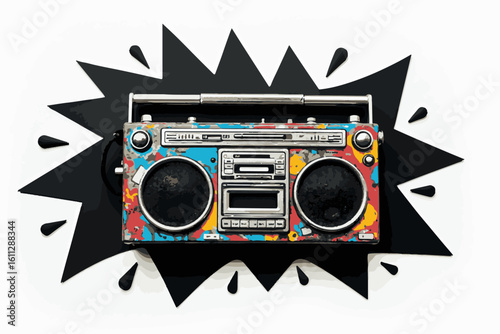 Retro Boombox with Colorful Graffiti Design