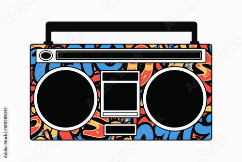 Retro Boombox with Colorful Graffiti Design