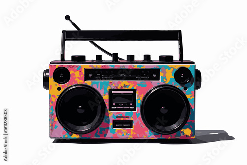 Retro Boombox with Colorful Graffiti Design