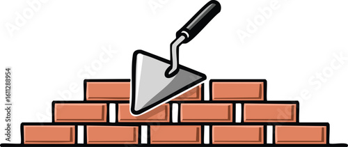bricks trowel icon vector illustration.brick, trowel, construction, house, clip art, graphic, handyman, idea, material, occupation, silhouette, construction worker, 