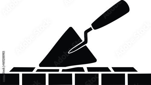 bricks trowel icon vector illustration.brick, trowel, construction, house, clip art, graphic, handyman, idea, material, occupation, silhouette, construction worker, 