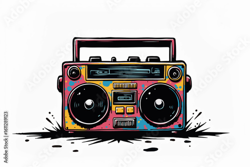 Retro Boombox with Colorful Graffiti Design