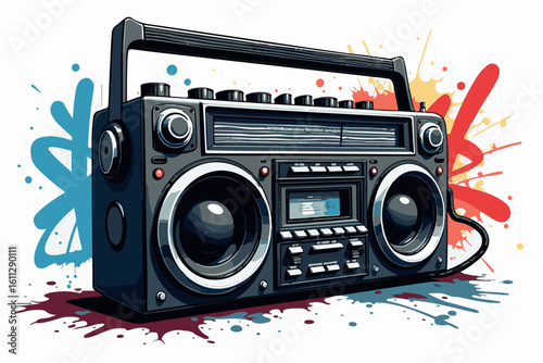 Retro Boombox with Colorful Graffiti Design