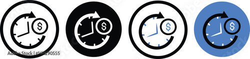 time is money icon. money time icon, dollar time icon

