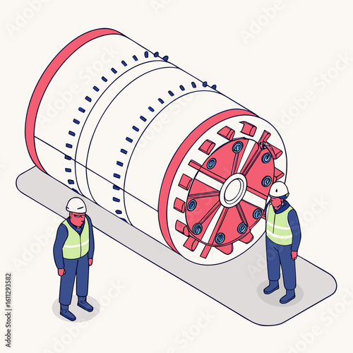 During infrastructure construction, engineers oversee the tunnel boring machine as it excavates underground with advanced guidance and safety systems.