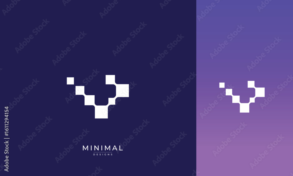 Obraz premium Monogram Letter V logo design, Digital technology letter V logo 