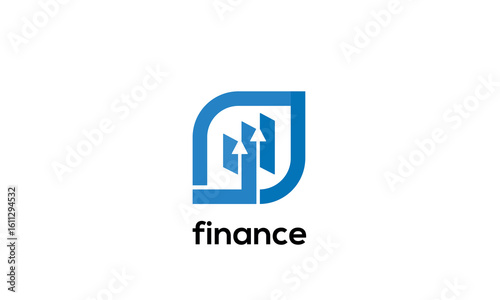 Finance bar chart logo with upwards arrows 