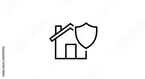 House icon with shield symbolizing home protection in simple style  