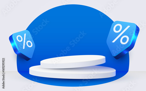 Sale banner. Podium scene background. Product presentation, mock up. Vector illustration