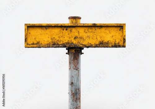Rusty yellow signpost, blank
