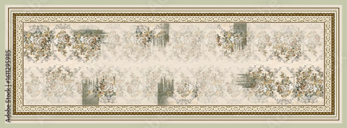 digital silk scarf design with seamless textile pattern