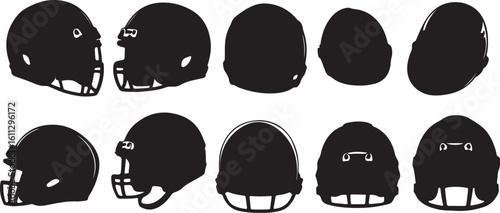 Football Helmet Silhouettes Vector Pack Sports Equipment Graphics