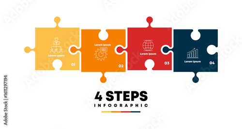 Infographic template. Concept 4 pieces of puzzle with icons business. For infographic step presentation business. Vector Eps	