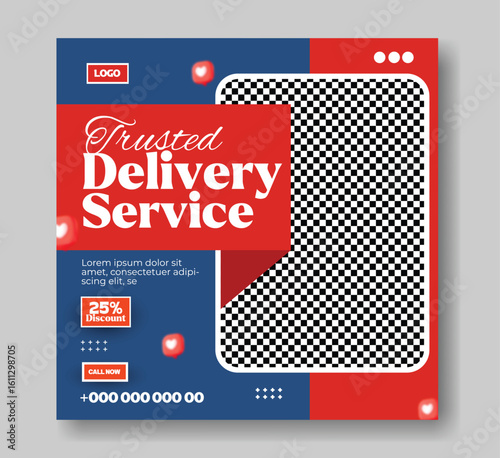 Modern and Eye Catching Delivery Service Social Media Post Template Design