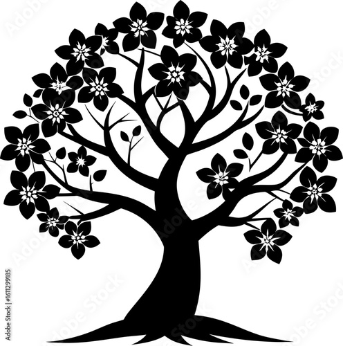  Dogwood Tree black  silhouette vector icon 