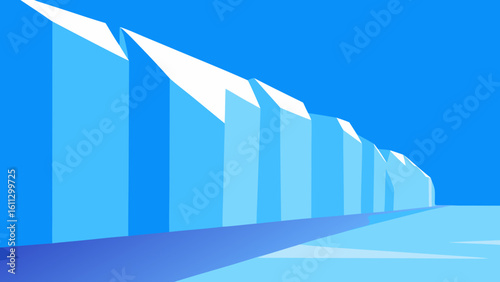 Blue business graph with upward arrow illustrating financial market growth and success