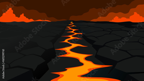 An orange sunset over a winding desert road towards distant mountains