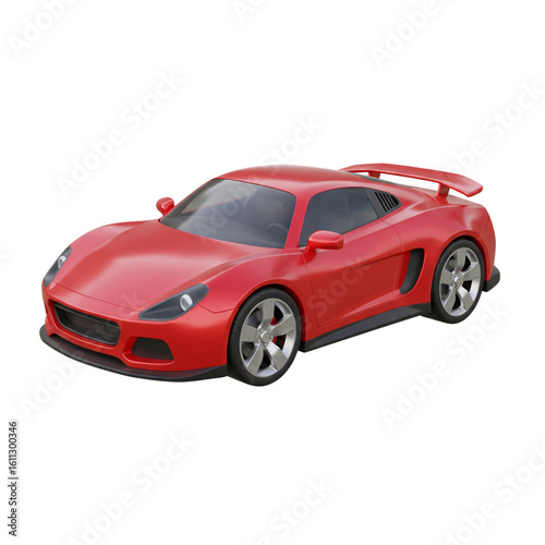 A vibrant red high-performance vehicle showcases its sleek and modern design, embodying speed and automotive excellence.