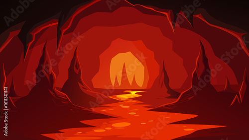 Warm flames blaze in the dark fireplace, an abstract inferno of red and orange light