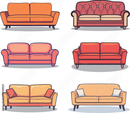 Cartoon sofa illustration material
