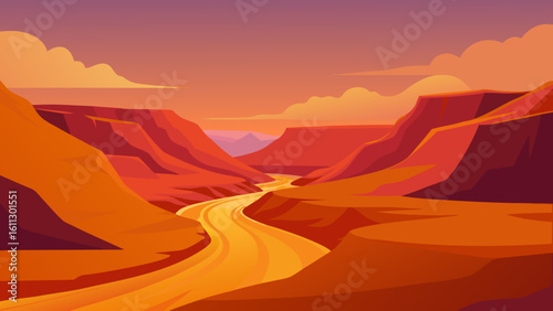 Arizona's Grand Canyon at sunset, a dry desert landscape of red rock and vast sky