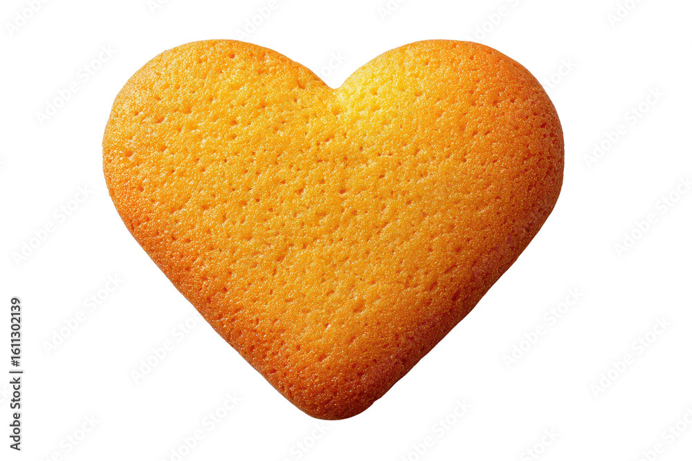 Fototapeta premium Heart-Shaped Yellow Cake Bakery Treat Close-Up Isolated on White Background for Romantic or Celebratory Themes