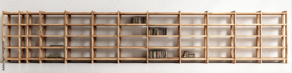 Fototapeta premium Light-colored wooden shelving unit