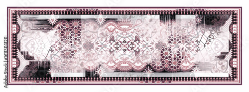 digital silk scarf design with seamless textile pattern