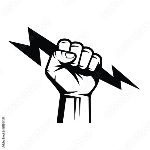 Fist holding a lightning bolt symbolizing power and energy