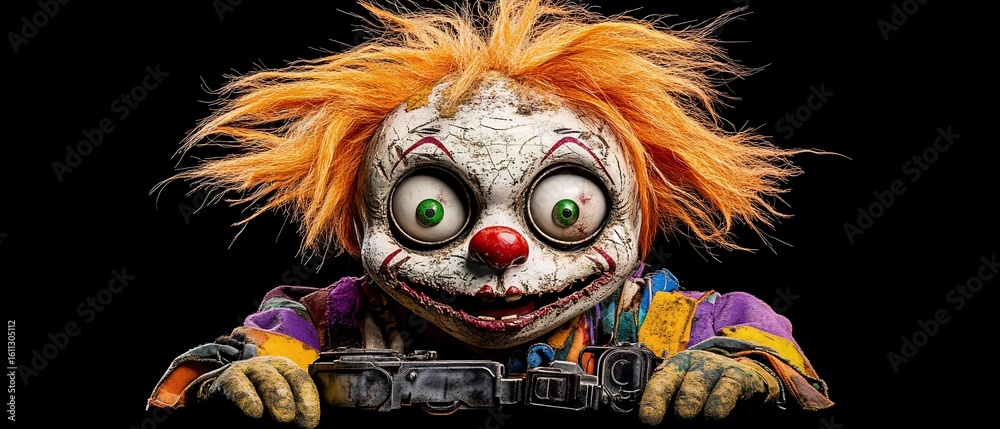 Fototapeta premium Creepy Clown Doll Figure