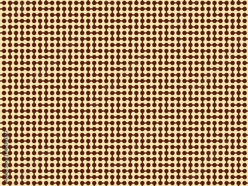 Abstract geometric seamless pattern of linked brown dots. A retro-style vector background with an intricate network maze design.