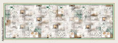 digital silk scarf design with seamless textile pattern