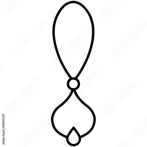 Detailed line art illustration of a charm pendant with a decorative loop isolated on white background
