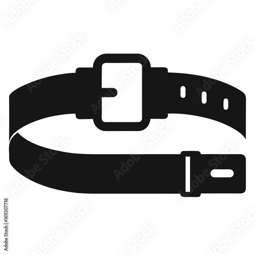 Simple silhouette of a watch strap buckle isolated on white background