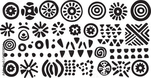 Tribal Art: Black & White Geometric Patterns, Ethnic Design Elements