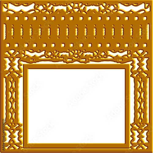 golden frame a white background, 3d wall art, Ideal for wall art design, luxury, fashion, decorative themes, and projects.