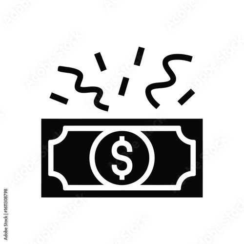 Dollar bill with confetti celebrating financial success and wealth