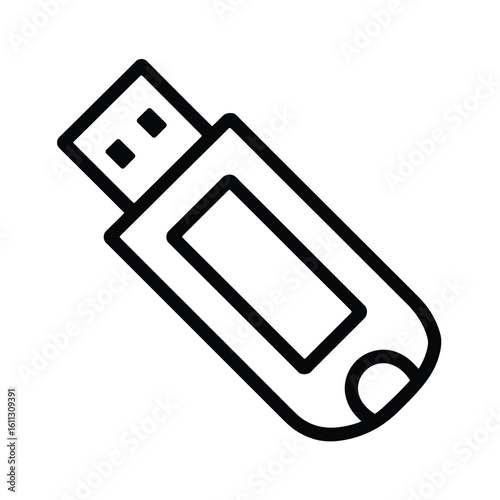 Simple outline drawing of a usb flash drive on a white background