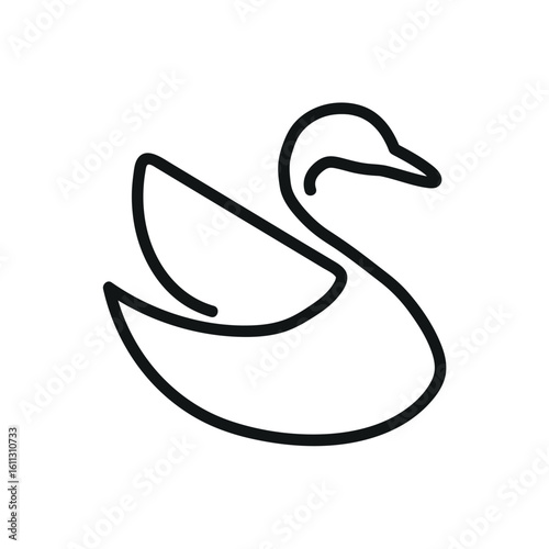 Black swan or goose or duck line art logo illustration vector design.