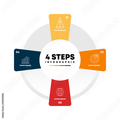 Circle chart infographic template with 4 options for strategy presentations. Vector illustration Eps	
