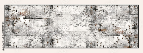 digital silk scarf design with seamless textile pattern